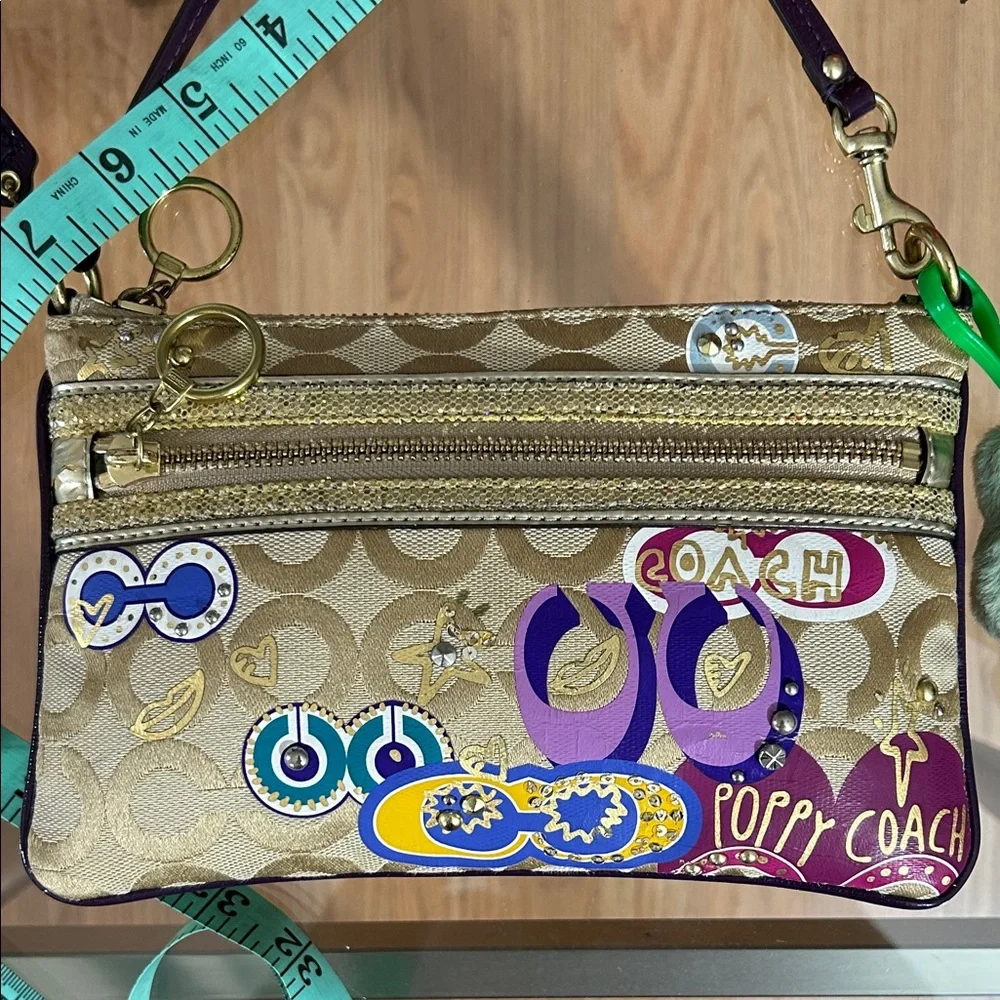 Coach Poppy Vintage Tan and Purple Mini Bag - Picture 3 of 10